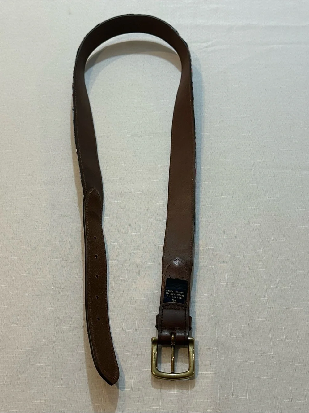 Brooks Brothers 346 Patchwork Madras Leather Belt Size 42
